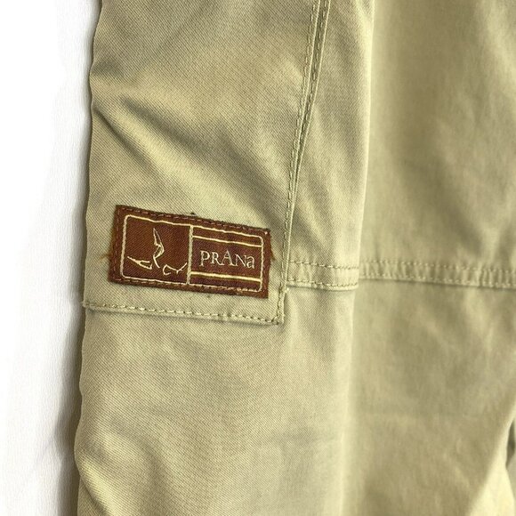 Prana Pants Mens Size Large Khaki Stretch Straight Leg Hiking Roll Snap Up - Picture 4 of 6